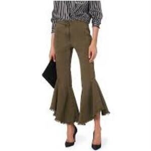 Guest Editor Women's Boho Flare Cropped Raw Hem Jeans Size 2 Green‎